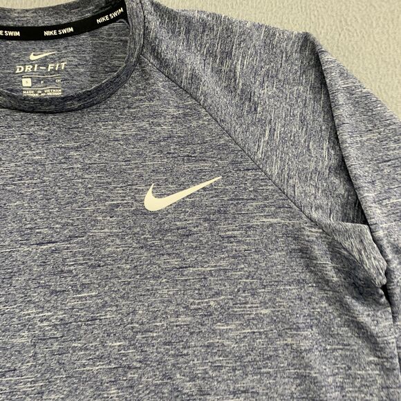 Nike Shirt Mens Small Blue Dri-FIT Long Sleeve Swim UPF 40+ Athletic Training - Picture 3 of 12